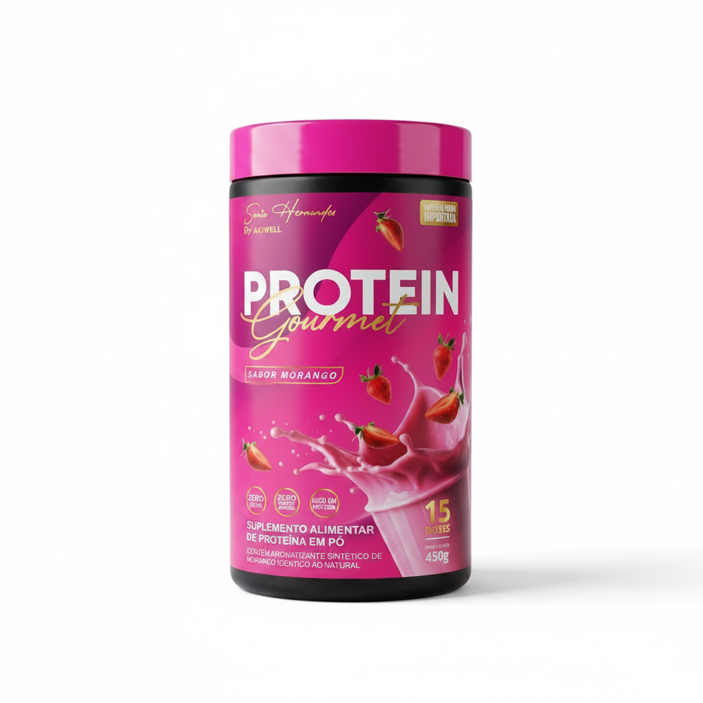 Protein Gourmet Sabor Morango 450g + BRINDE 01 AKIBIO